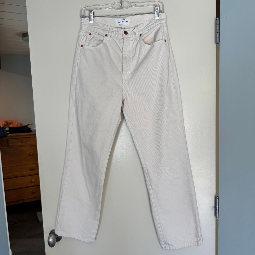 SLVRLAKE London High Rise Jeans, ecru, Size 28